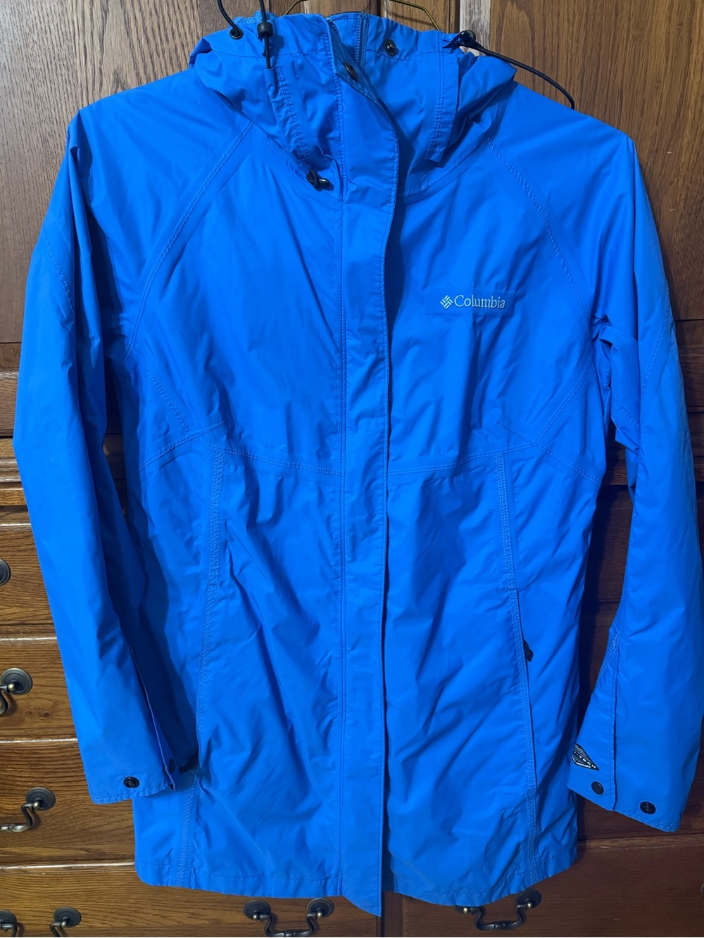 Columbia womens Bright Blue Hooded Rain Jacket